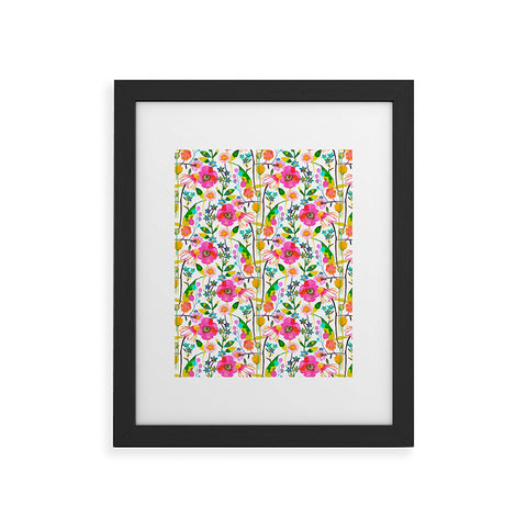 Ninola Design Happy spring daisy and poppy flowers Framed Art Print