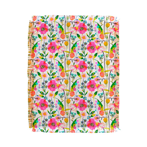 Ninola Design Happy spring daisy and poppy flowers Throw Blanket