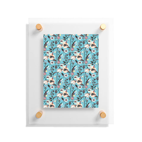 Ninola Design Happy Spring Flowers Blue Floating Acrylic Print