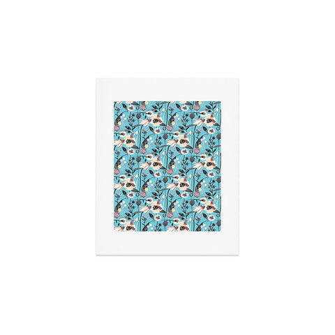 Ninola Design Happy Spring Flowers Blue Art Print