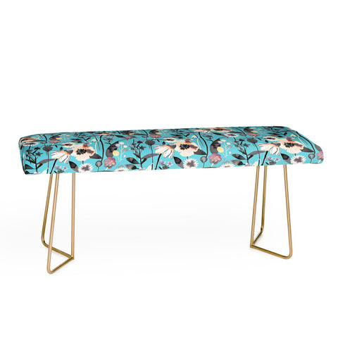 Ninola Design Happy Spring Flowers Blue Bench