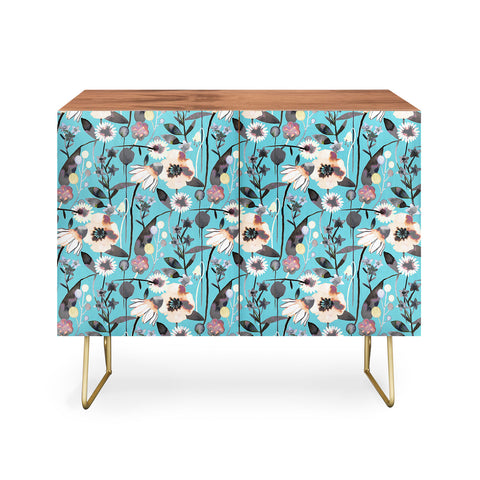 Ninola Design Happy Spring Flowers Blue Credenza