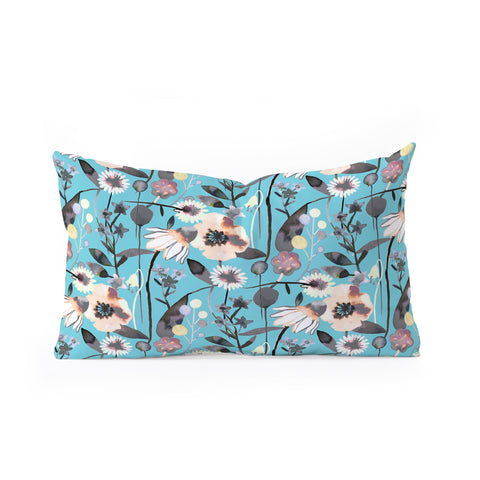 Ninola Design Happy Spring Flowers Blue Oblong Throw Pillow