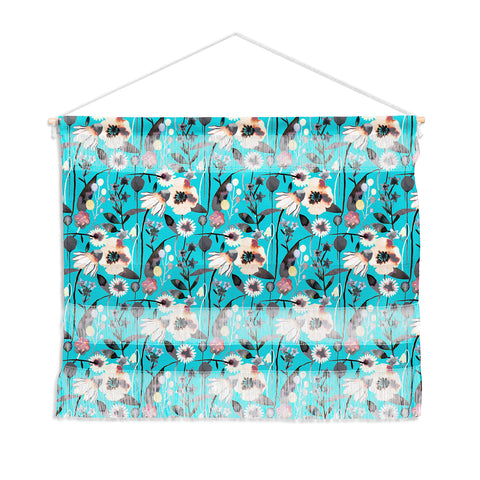 Ninola Design Happy Spring Flowers Blue Wall Hanging Landscape