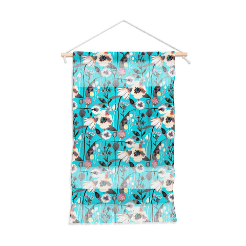 Ninola Design Happy Spring Flowers Blue Wall Hanging Portrait