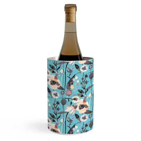 Ninola Design Happy Spring Flowers Blue Wine Chiller