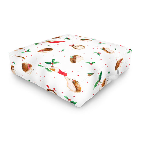 Ninola Design Hedgeog Yuletide Outdoor Floor Cushion