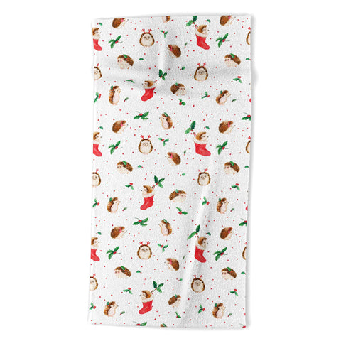 Ninola Design Hedgeog Yuletide Beach Towel