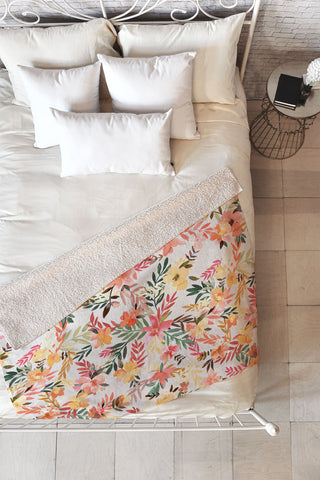 Ninola Design Hibiscus Moroccan Orange Fleece Throw Blanket