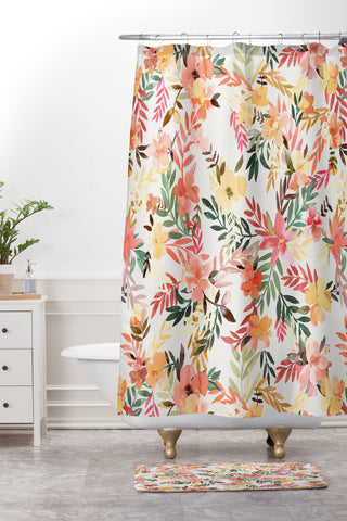 Ninola Design Hibiscus Moroccan Orange Shower Curtain And Mat