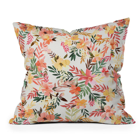 Ninola Design Hibiscus Moroccan Orange Outdoor Throw Pillow
