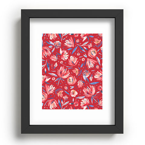 Ninola Design Holiday Peonies Red Recessed Framing Rectangle