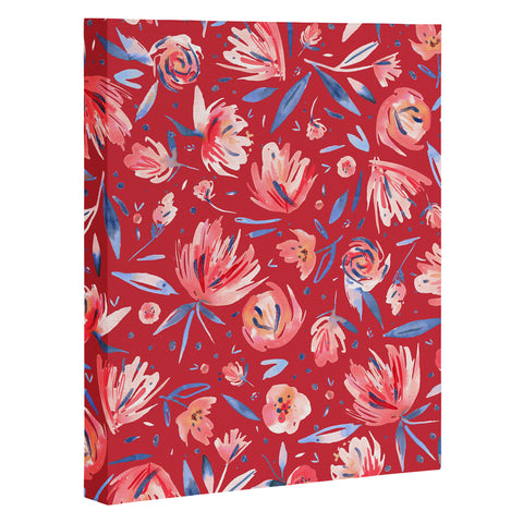 Ninola Design Holiday Peonies Red Art Canvas