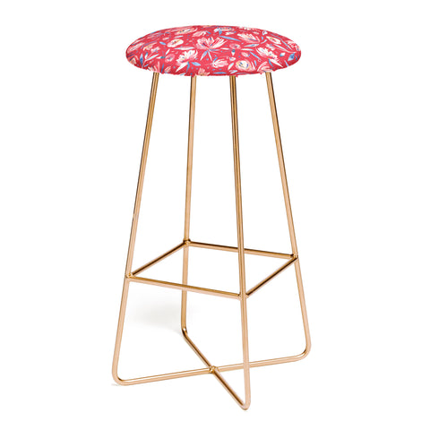 Ninola Design Holiday Peonies Red Bar Stool