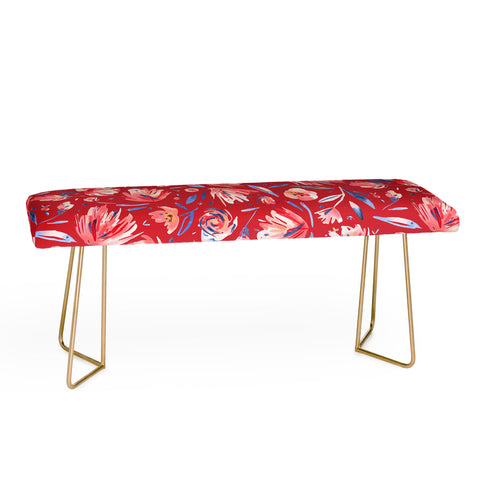 Ninola Design Holiday Peonies Red Bench