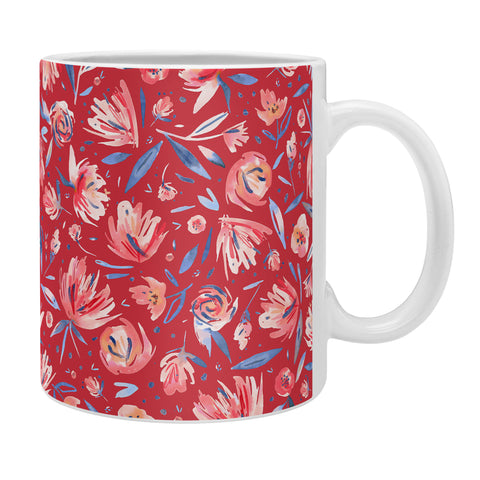 Ninola Design Holiday Peonies Red Coffee Mug