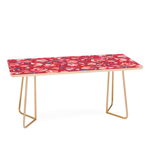 Ninola Design Holiday Peonies Red Coffee Table