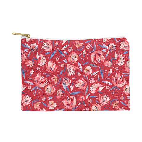 Ninola Design Holiday Peonies Red Pouch