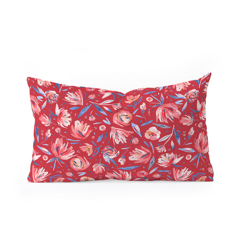 Ninola Design Holiday Peonies Red Oblong Throw Pillow