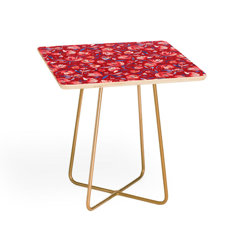 Ninola Design Holiday Peonies Red Side Table