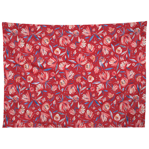 Ninola Design Holiday Peonies Red Tapestry