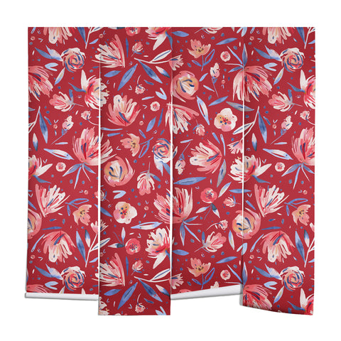 Ninola Design Holiday Peonies Red Wall Mural