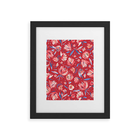 Ninola Design Holiday Peonies Red Framed Art Print