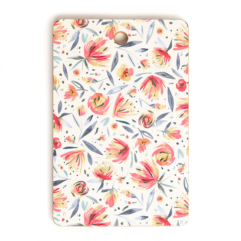 Ninola Design Holiday Peonies Soft Pink Cutting Board Rectangle
