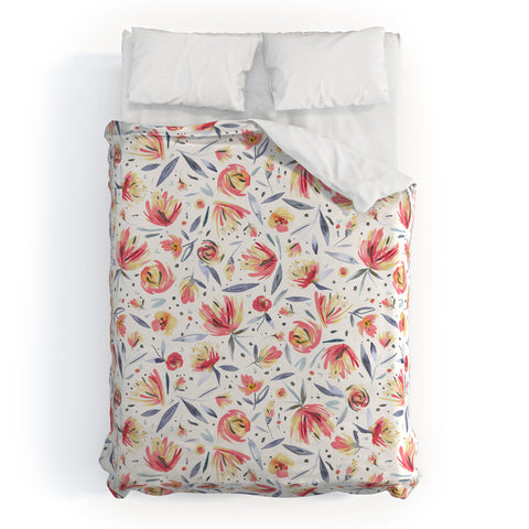 Ninola Design Holiday Peonies Soft Pink Duvet Cover