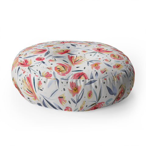 Ninola Design Holiday Peonies Soft Pink Floor Pillow Round