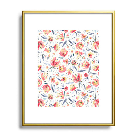 Ninola Design Holiday Peonies Soft Pink Metal Framed Art Print