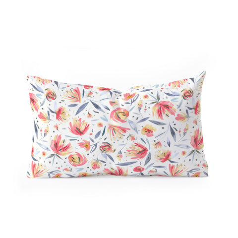 Ninola Design Holiday Peonies Soft Pink Oblong Throw Pillow