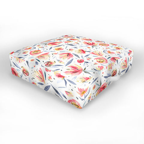 Ninola Design Holiday Peonies Soft Pink Outdoor Floor Cushion