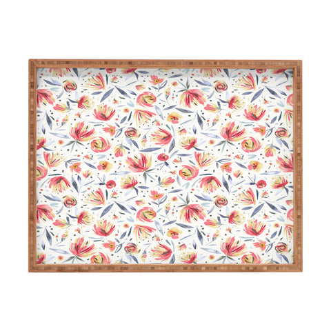 Ninola Design Holiday Peonies Soft Pink Rectangular Tray