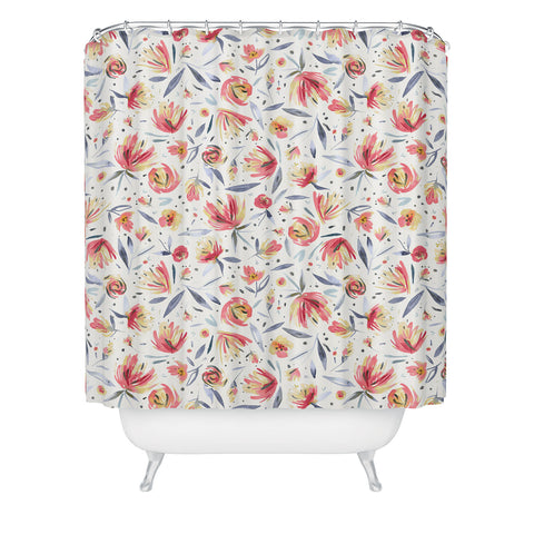 Ninola Design Holiday Peonies Soft Pink Shower Curtain