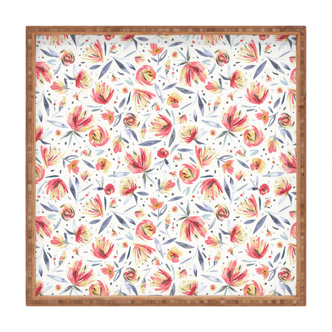 Ninola Design Holiday Peonies Soft Pink Square Tray