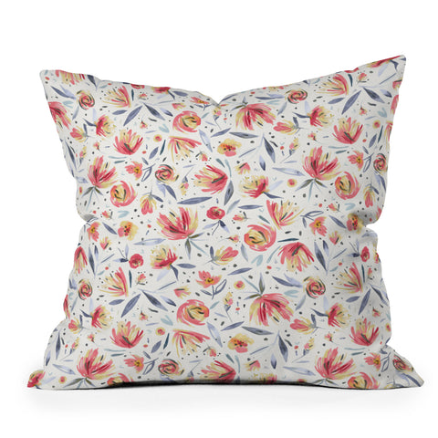 Ninola Design Holiday Peonies Soft Pink Throw Pillow
