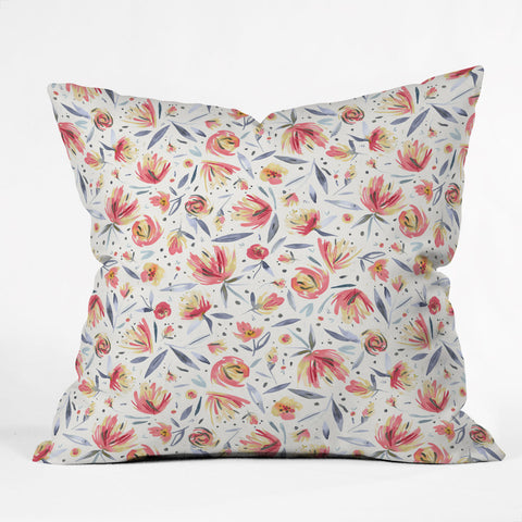 Ninola Design Holiday Peonies Soft Pink Outdoor Throw Pillow
