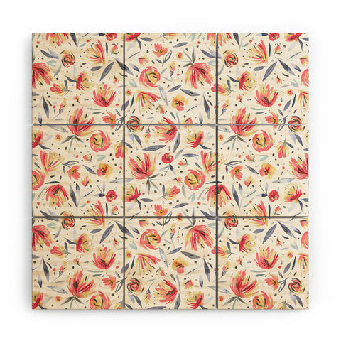 Ninola Design Holiday Peonies Soft Pink Wood Wall Mural