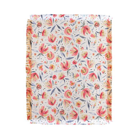 Ninola Design Holiday Peonies Soft Pink Throw Blanket