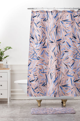 Ninola Design Holiday Rain Pink Shower Curtain And Mat