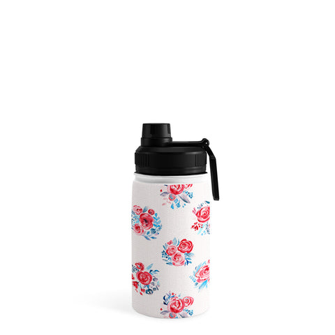 Ninola Design Holiday roses bouquet red Water Bottle