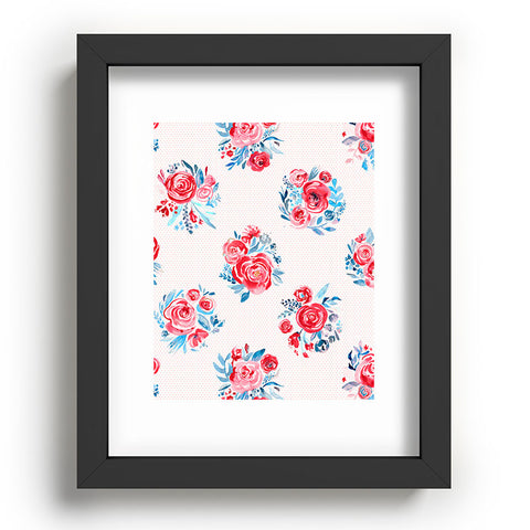 Ninola Design Holiday roses bouquet red Recessed Framing Rectangle