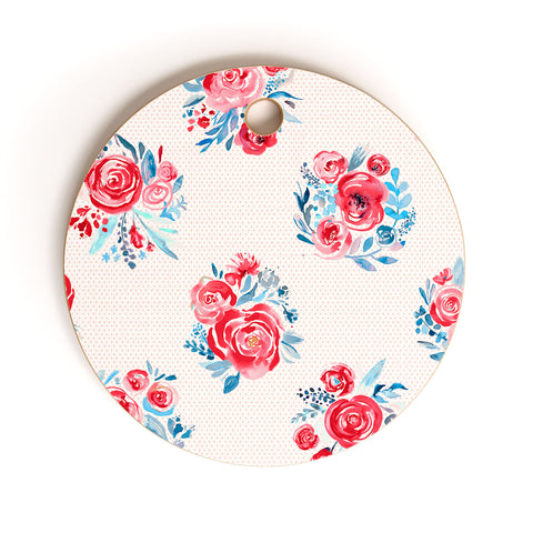 Ninola Design Holiday roses bouquet red Cutting Board Round