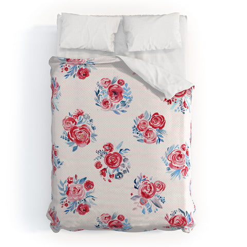 Ninola Design Holiday roses bouquet red Duvet Cover