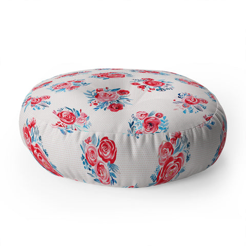 Ninola Design Holiday roses bouquet red Floor Pillow Round