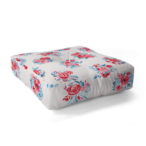 Ninola Design Holiday roses bouquet red Floor Pillow Square