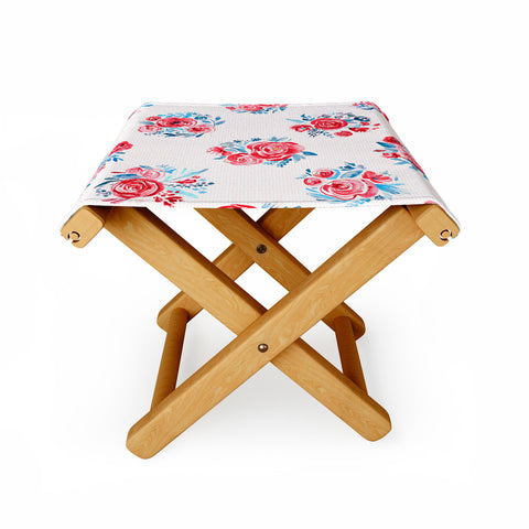 Ninola Design Holiday roses bouquet red Folding Stool