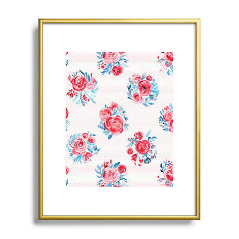 Ninola Design Holiday roses bouquet red Metal Framed Art Print