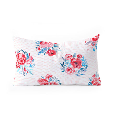 Ninola Design Holiday roses bouquet red Oblong Throw Pillow